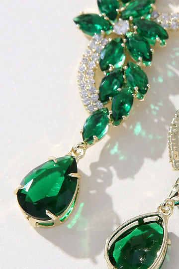 Green Rhinestone Beaded Prom øredobber